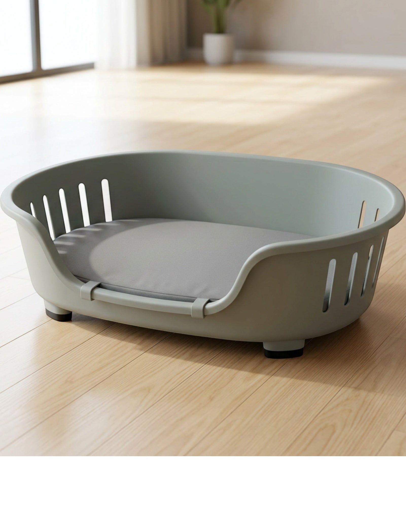 Dbmxf Large Molded Polypropylene Shell Dog Bed Sage Gray 110 cm - Lifestyle view