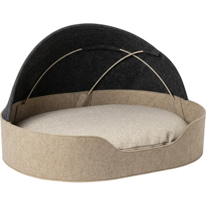 Dbmxf Large Removable-Hood Felt Cave Dog Bed Sand Charcoal 105 cm - Product view